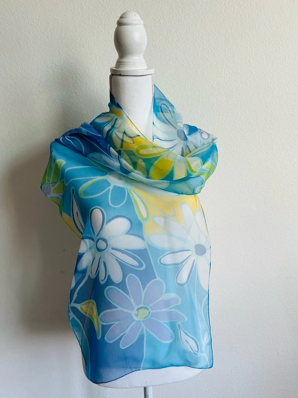 Floral in Blue and Yellow scarf 14/44 inches